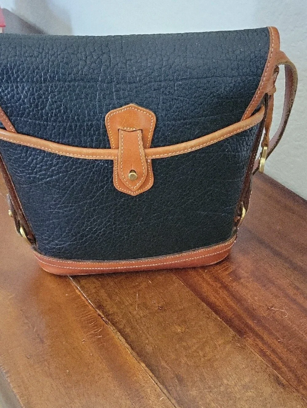 Dooney & Bourke Rare Black Pebbled Leather Calvary Spectator Bag